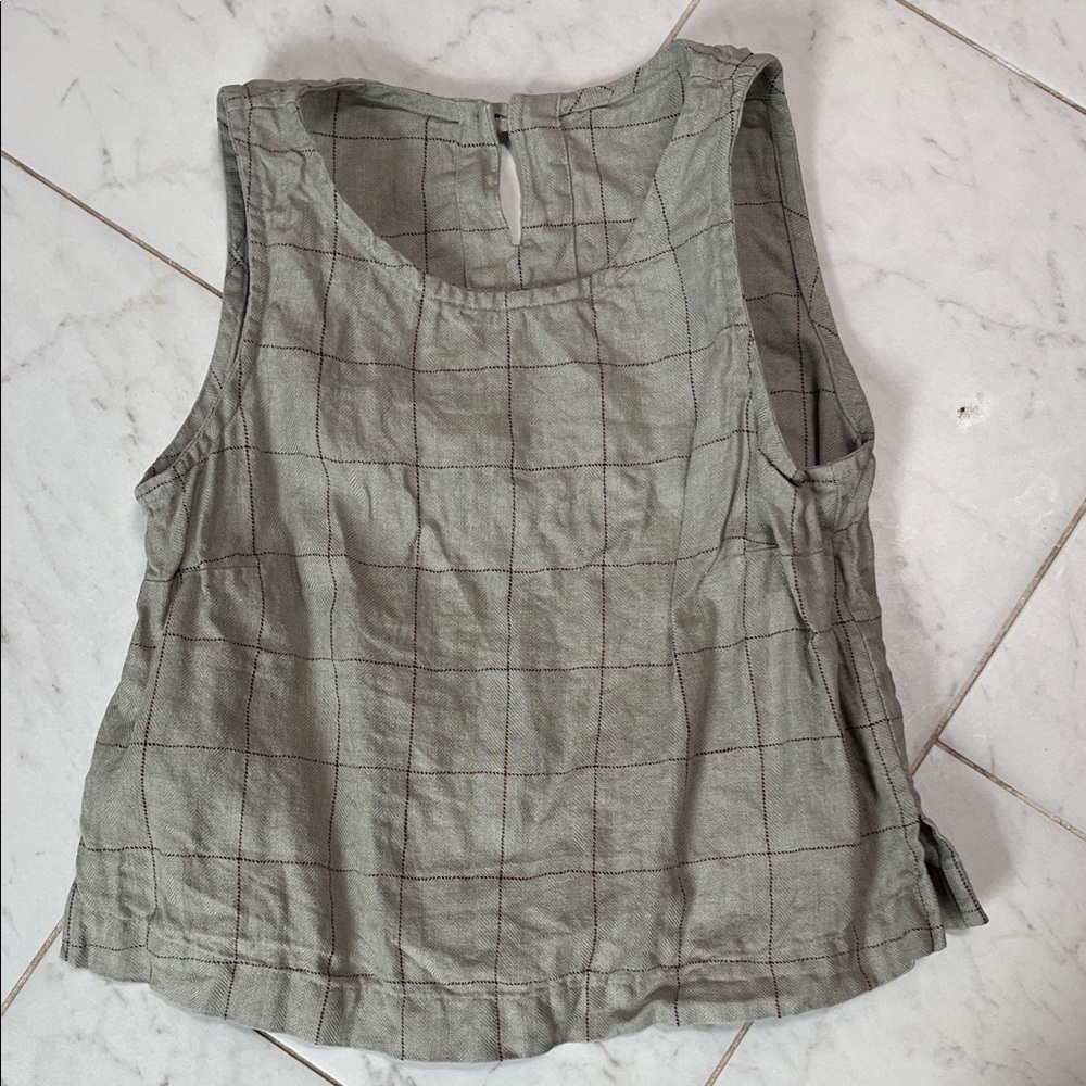 notPERFECTLINEN grey check bay top